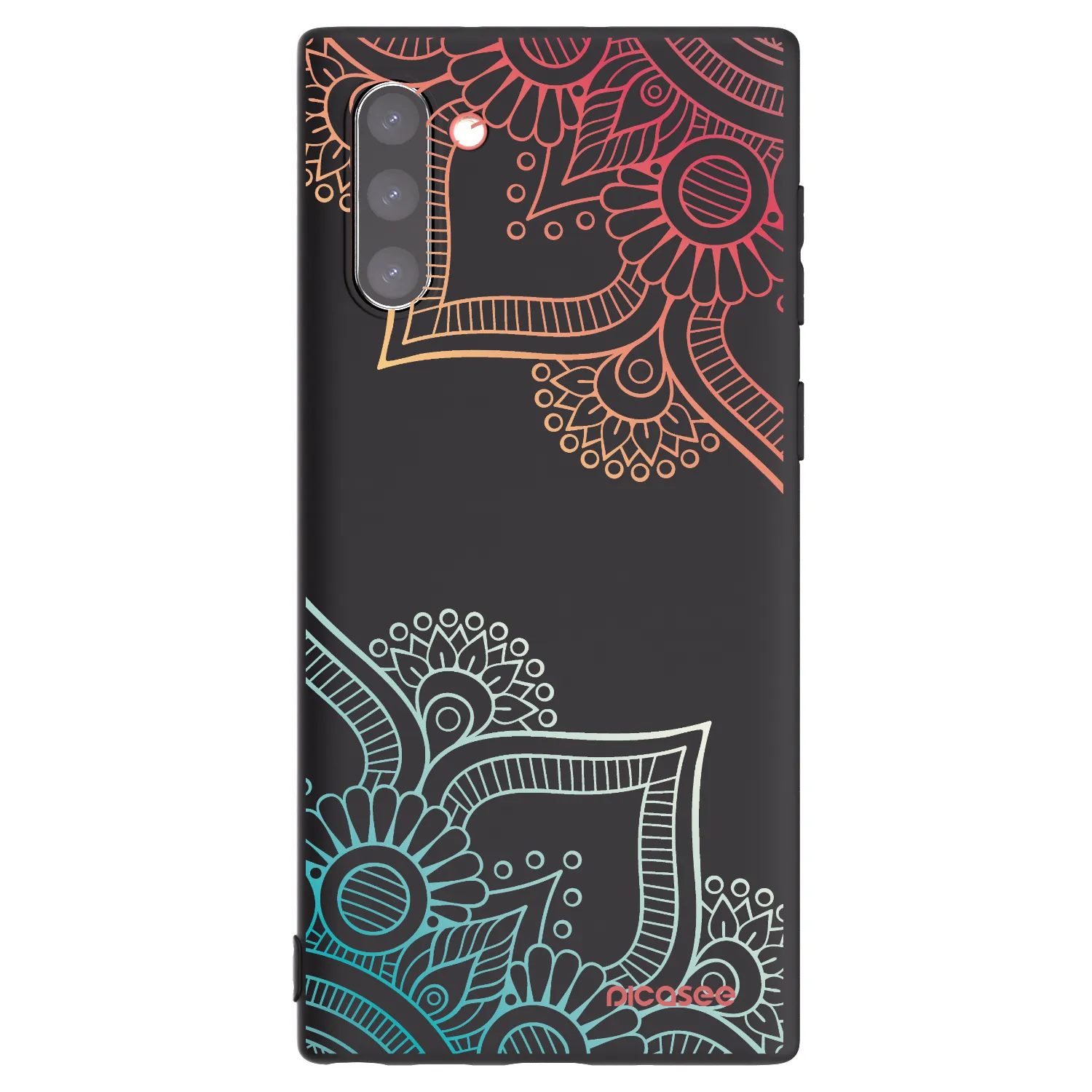Picasee husă neagră din silicon pentru Samsung Galaxy Note 10 N970F - Flowers pattern