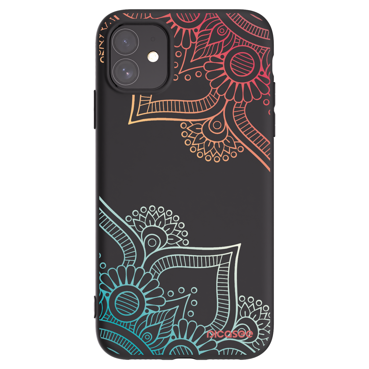 Picasee husă neagră din silicon pentru Apple iPhone 11 - Flowers pattern