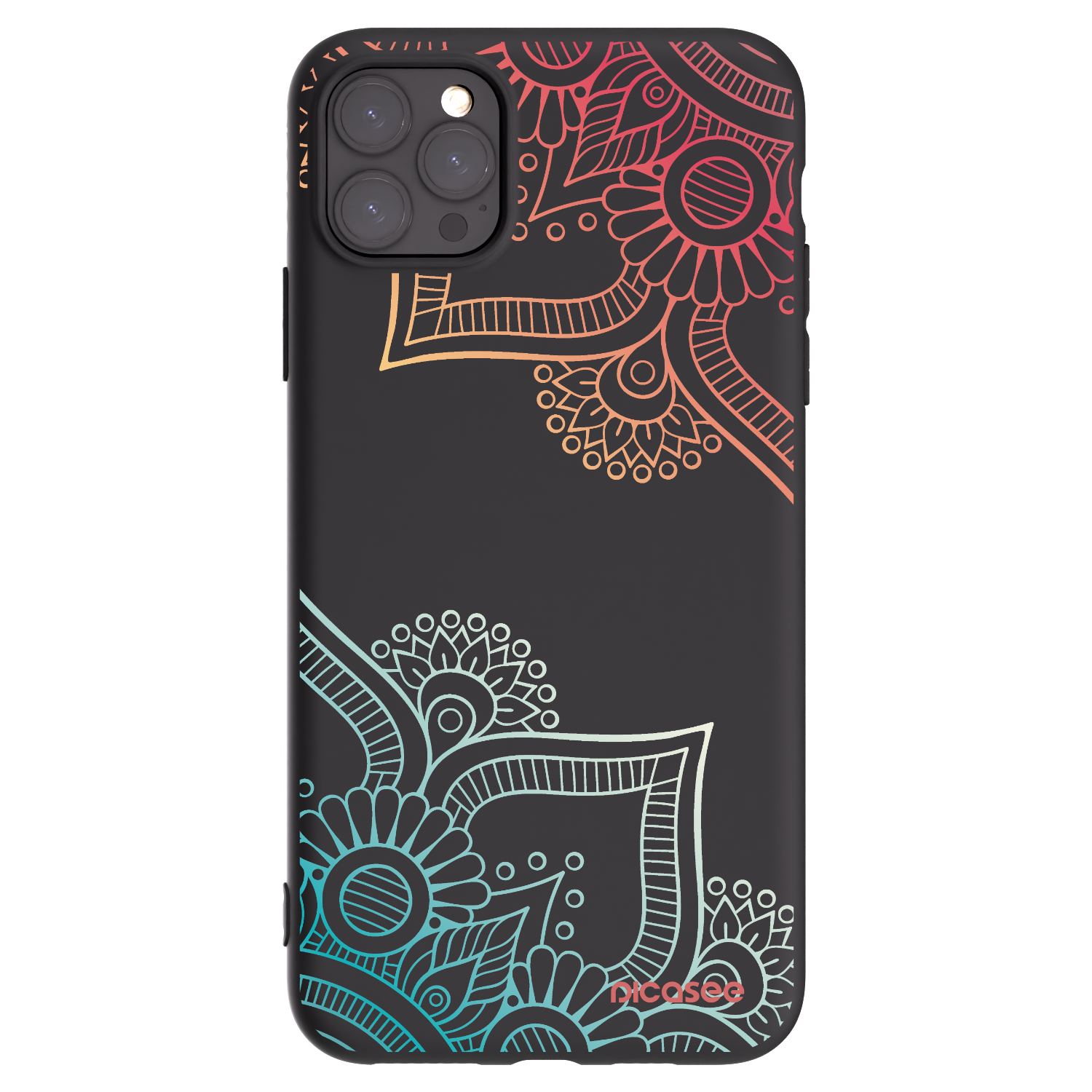 Picasee husă neagră din silicon pentru Apple iPhone 11 Pro Max - Flowers pattern