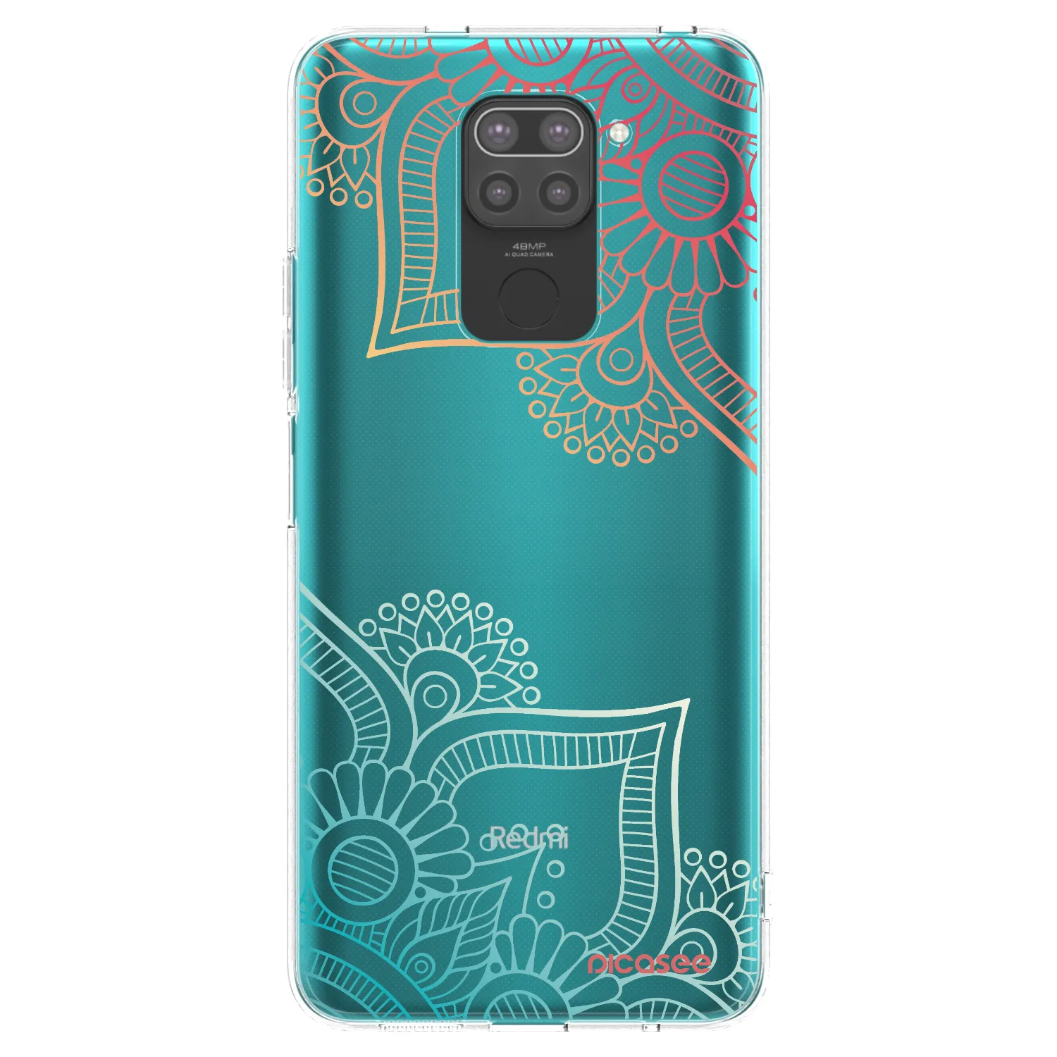 Picasee husă neagră din silicon pentru Xiaomi Redmi Note 9 - Flowers pattern