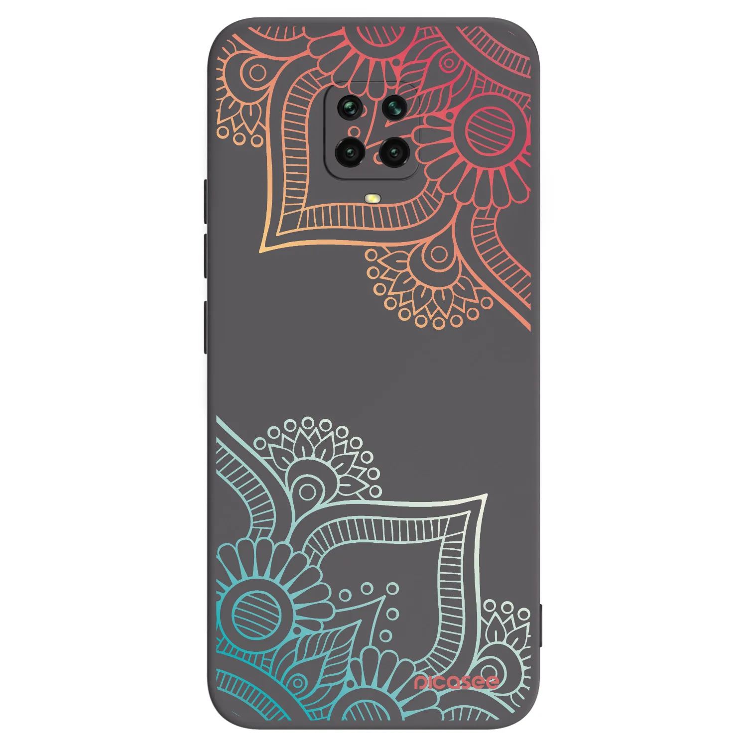 Picasee husă neagră din silicon pentru Xiaomi Redmi Note 9S - Flowers pattern