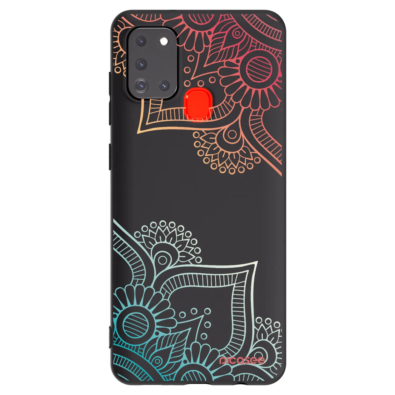 Picasee husă neagră din silicon pentru Samsung Galaxy A21s - Flowers pattern