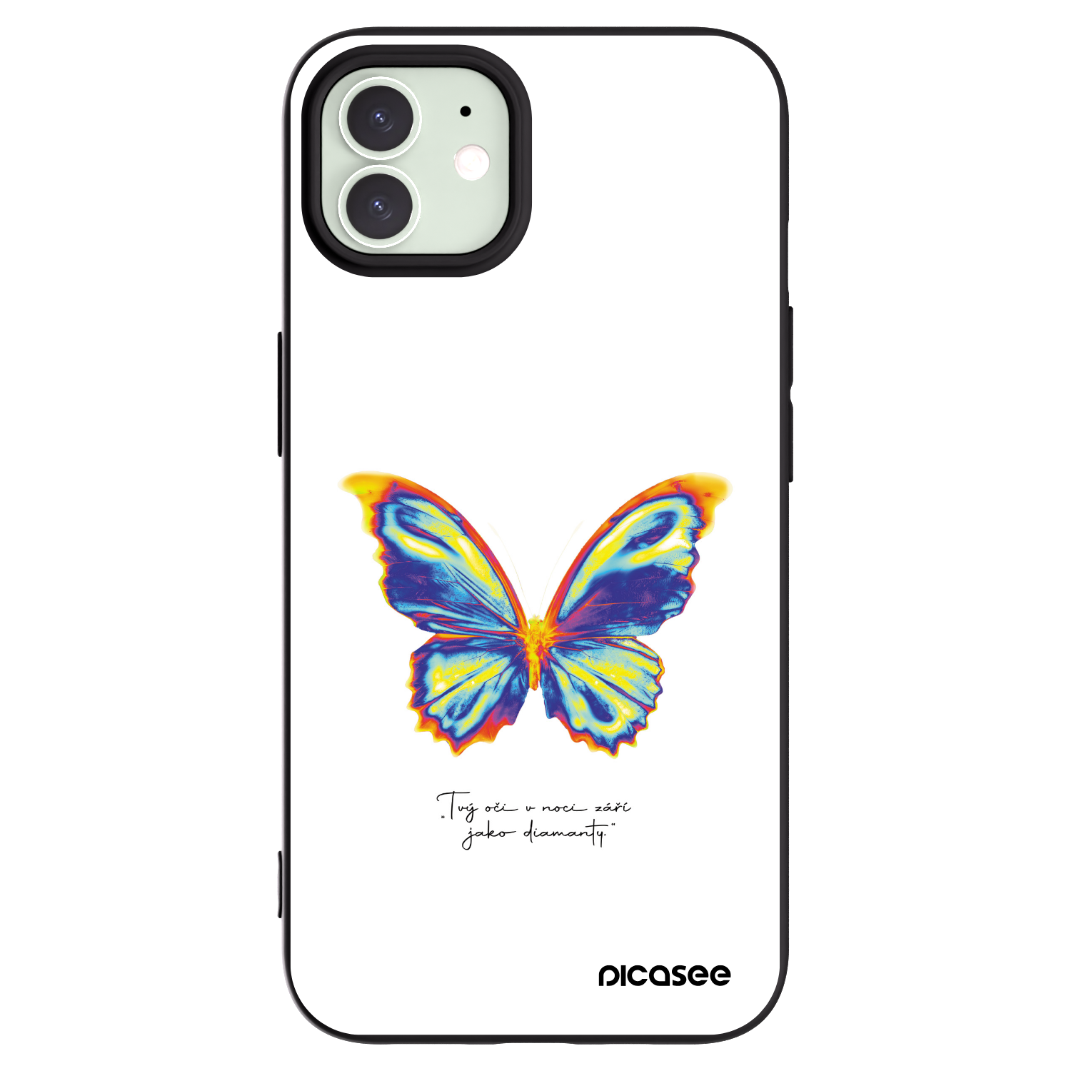 Picasee husă neagră din silicon pentru Apple iPhone 12 Pro - Diamanty White