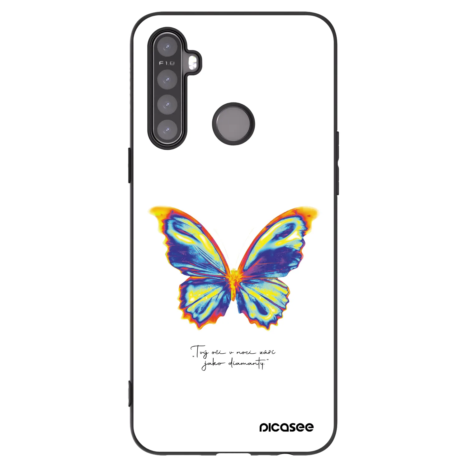 Picasee husă neagră din silicon pentru Realme 5 - Diamanty White