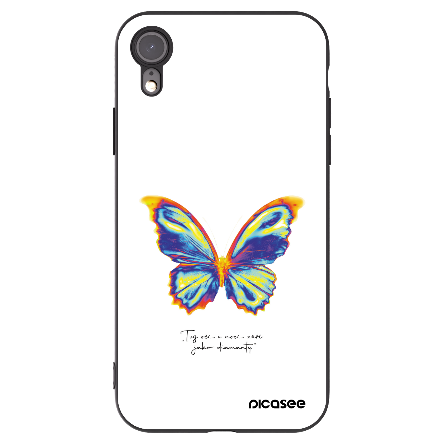Picasee husă neagră din silicon pentru Apple iPhone XR - Diamanty White