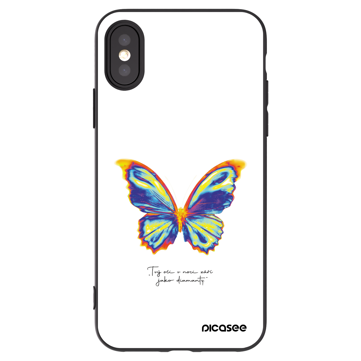 Picasee husă neagră din silicon pentru Apple iPhone X/XS - Diamanty White