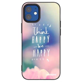 Picasee husă neagră din silicon pentru Apple iPhone 12 mini - Think happy be happy