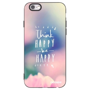 Picasee husă neagră din silicon pentru Apple iPhone 6/6S - Think happy be happy