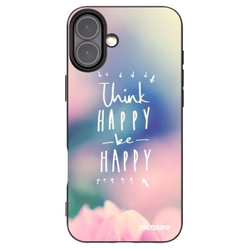 Picasee husă neagră din silicon pentru Apple iPhone 16 Plus - Think happy be happy