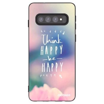 Picasee husă neagră din silicon pentru Samsung Galaxy S10 G973 - Think happy be happy