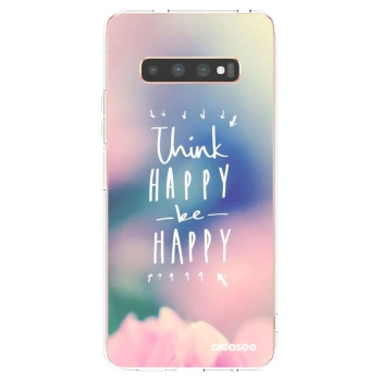 Picasee husă transparentă din silicon pentru Samsung Galaxy S10 Plus G975 - Think happy be happy