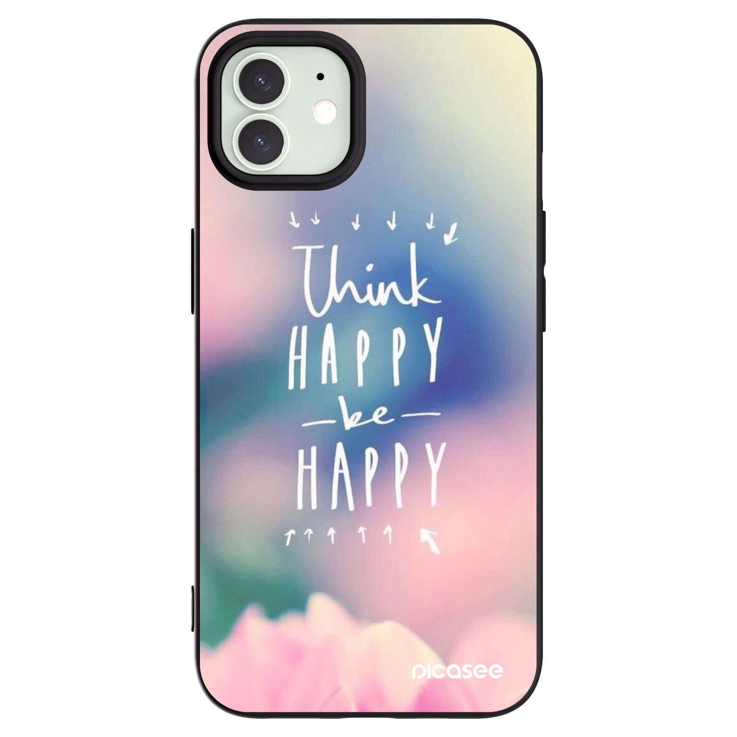 Picasee husă neagră din silicon pentru Apple iPhone 12 - Think happy be happy