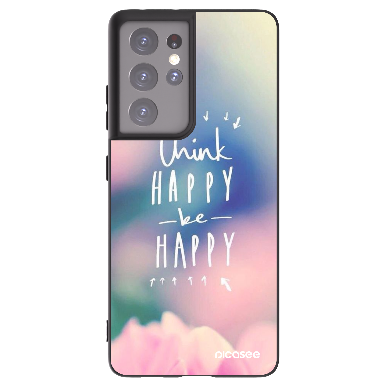 Picasee husă neagră din silicon pentru Samsung Galaxy S21 Ultra 5G G998B - Think happy be happy