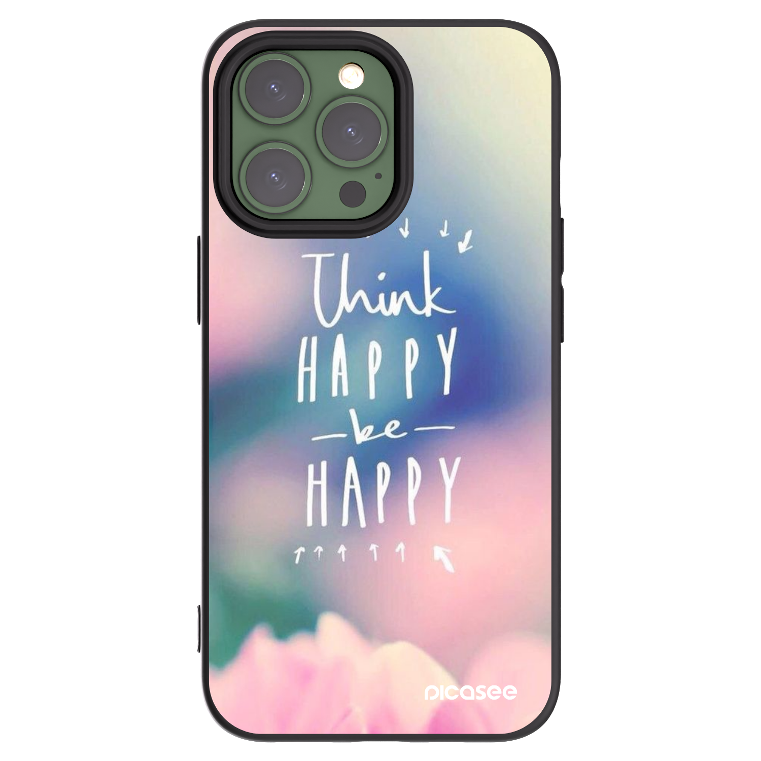 Picasee husă neagră din silicon pentru Apple iPhone 13 Pro - Think happy be happy
