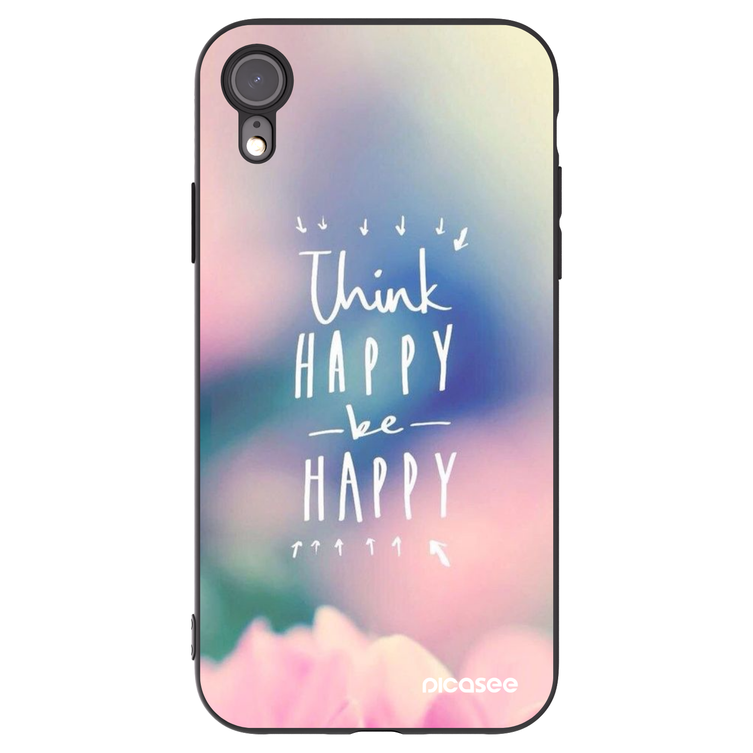 Picasee husă neagră din silicon pentru Apple iPhone XR - Think happy be happy