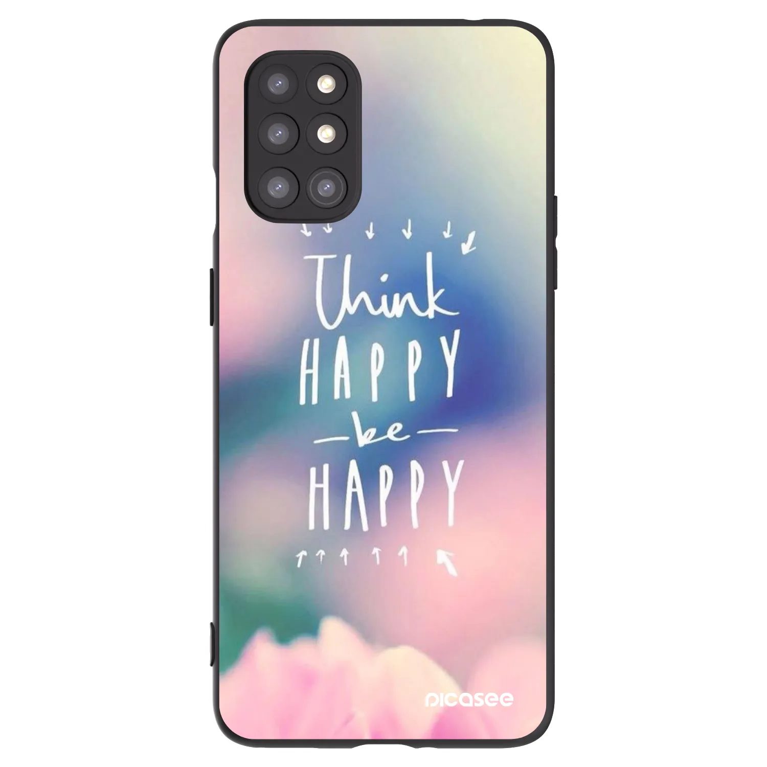Picasee husă neagră din silicon pentru OnePlus 8T - Think happy be happy