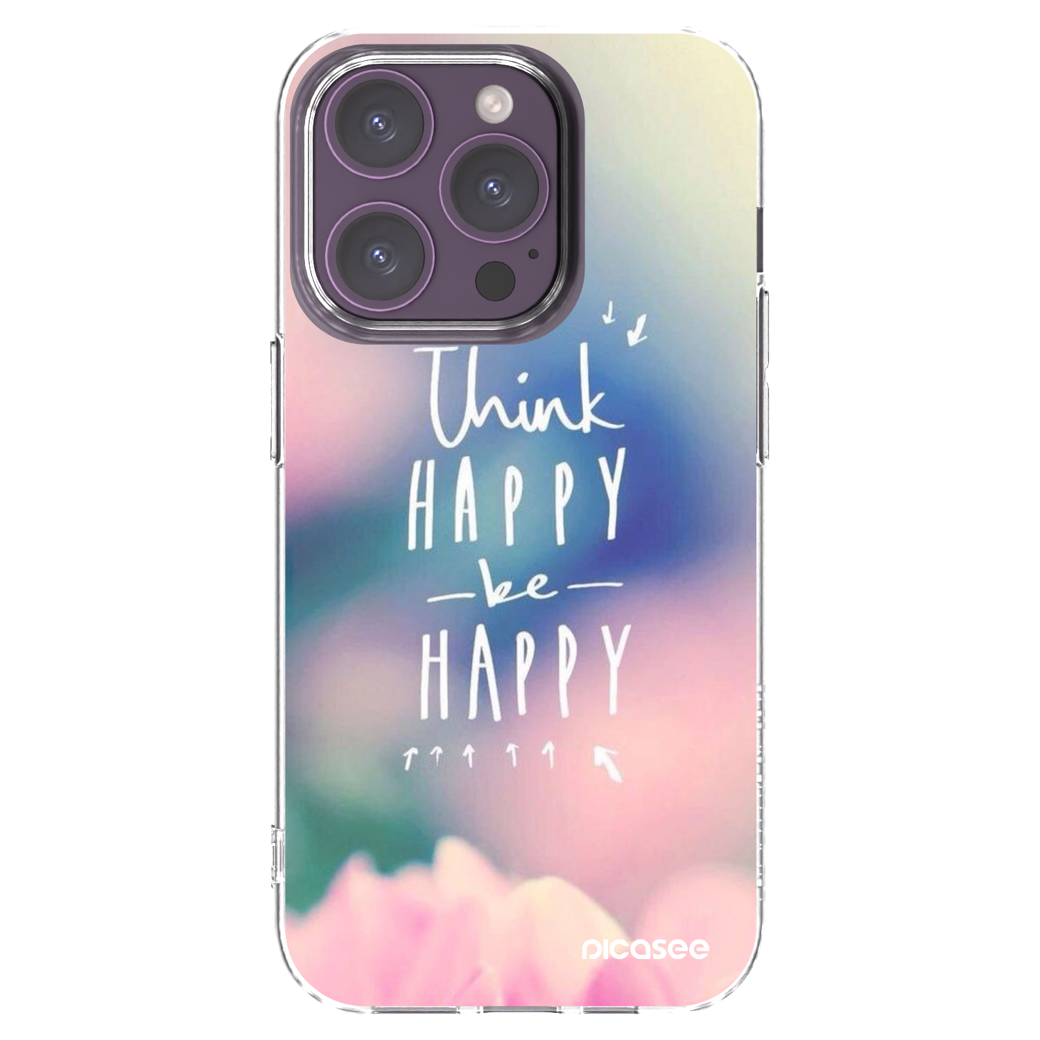 Picasee husă transparentă din silicon pentru Apple iPhone 14 Pro - Think happy be happy