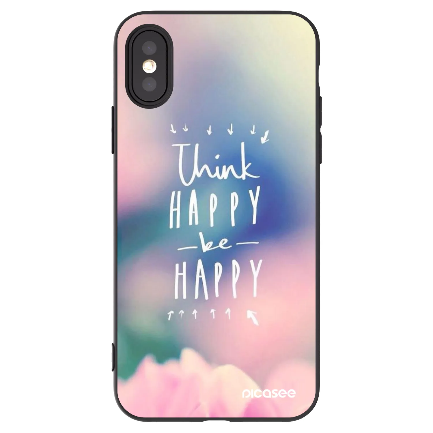 Picasee husă neagră din silicon pentru Apple iPhone X/XS - Think happy be happy