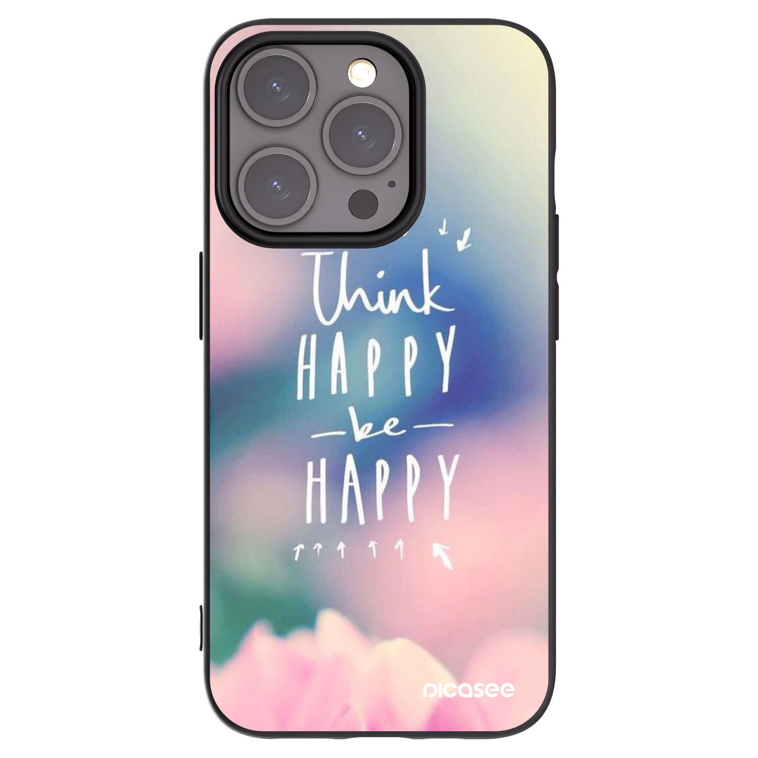 Picasee husă neagră din silicon pentru Apple iPhone 15 Pro - Think happy be happy