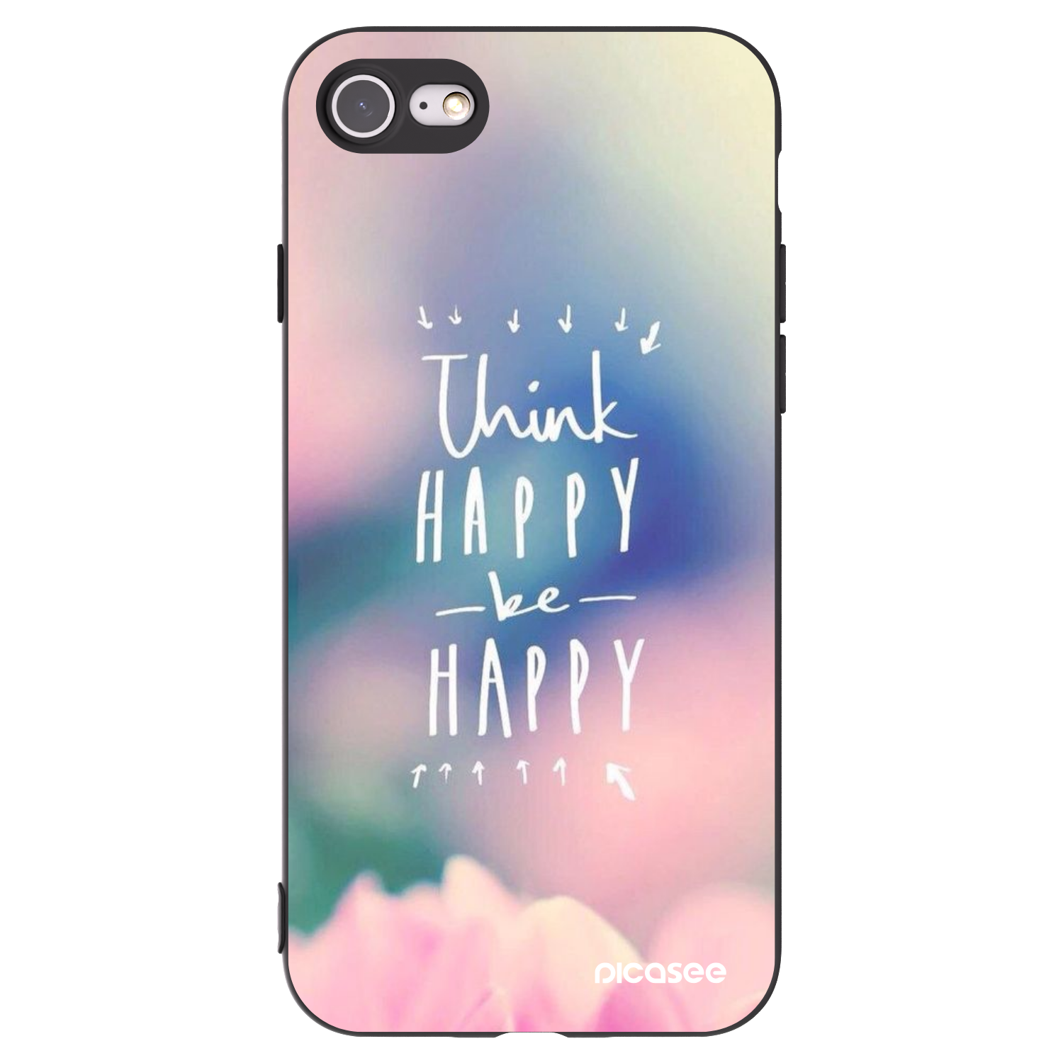 Picasee husă neagră din silicon pentru Apple iPhone 8 - Think happy be happy