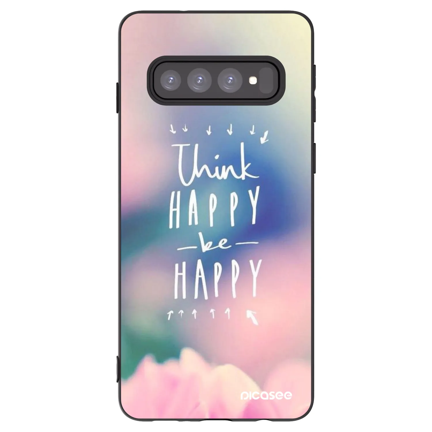 Picasee husă neagră din silicon pentru Samsung Galaxy S10 G973 - Think happy be happy