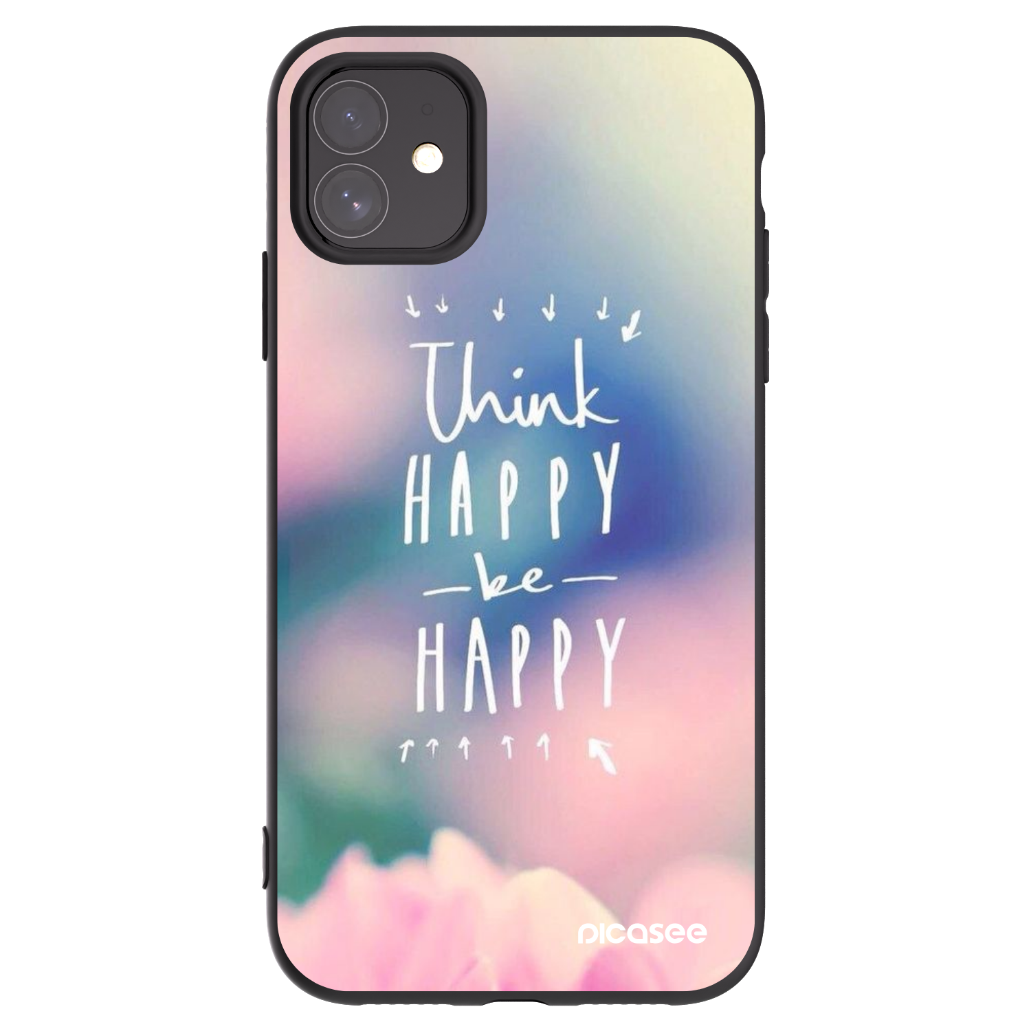 Picasee husă neagră din silicon pentru Apple iPhone 11 - Think happy be happy