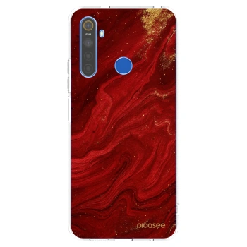 Picasee husă transparentă din silicon pentru Realme 5 - Red