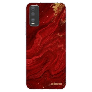 Picasee husă transparentă din silicon pentru Vivo Y20s - Red