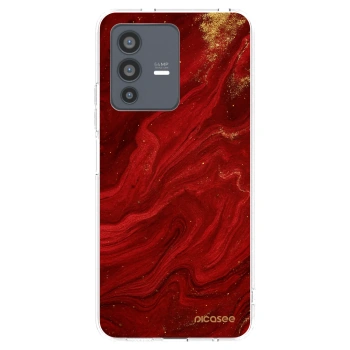 Picasee husă transparentă din silicon pentru Vivo V23 5G - Red