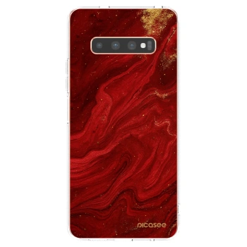 Picasee husă transparentă din silicon pentru Samsung Galaxy S10 Plus G975 - Red