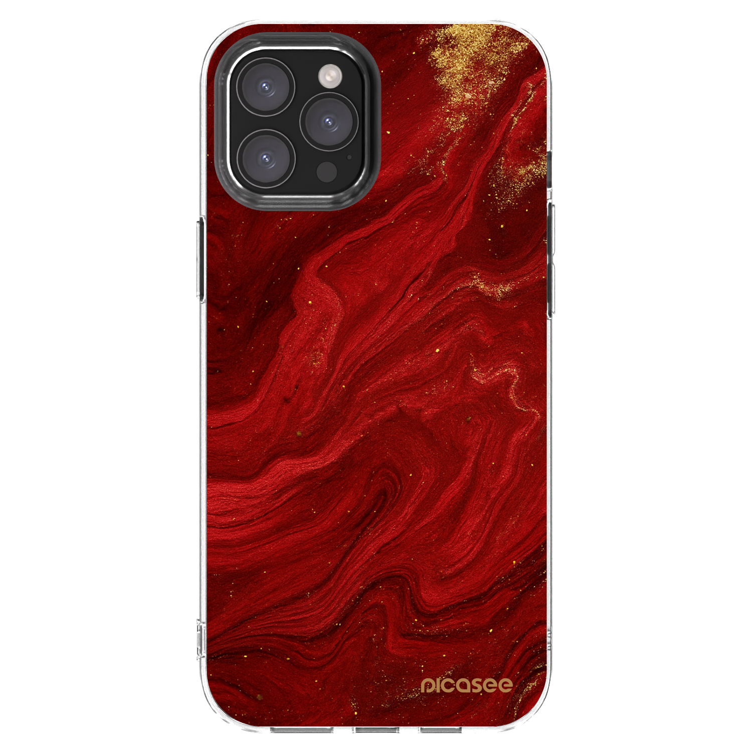 Picasee husă transparentă din silicon pentru Apple iPhone 12 Pro Max - Red