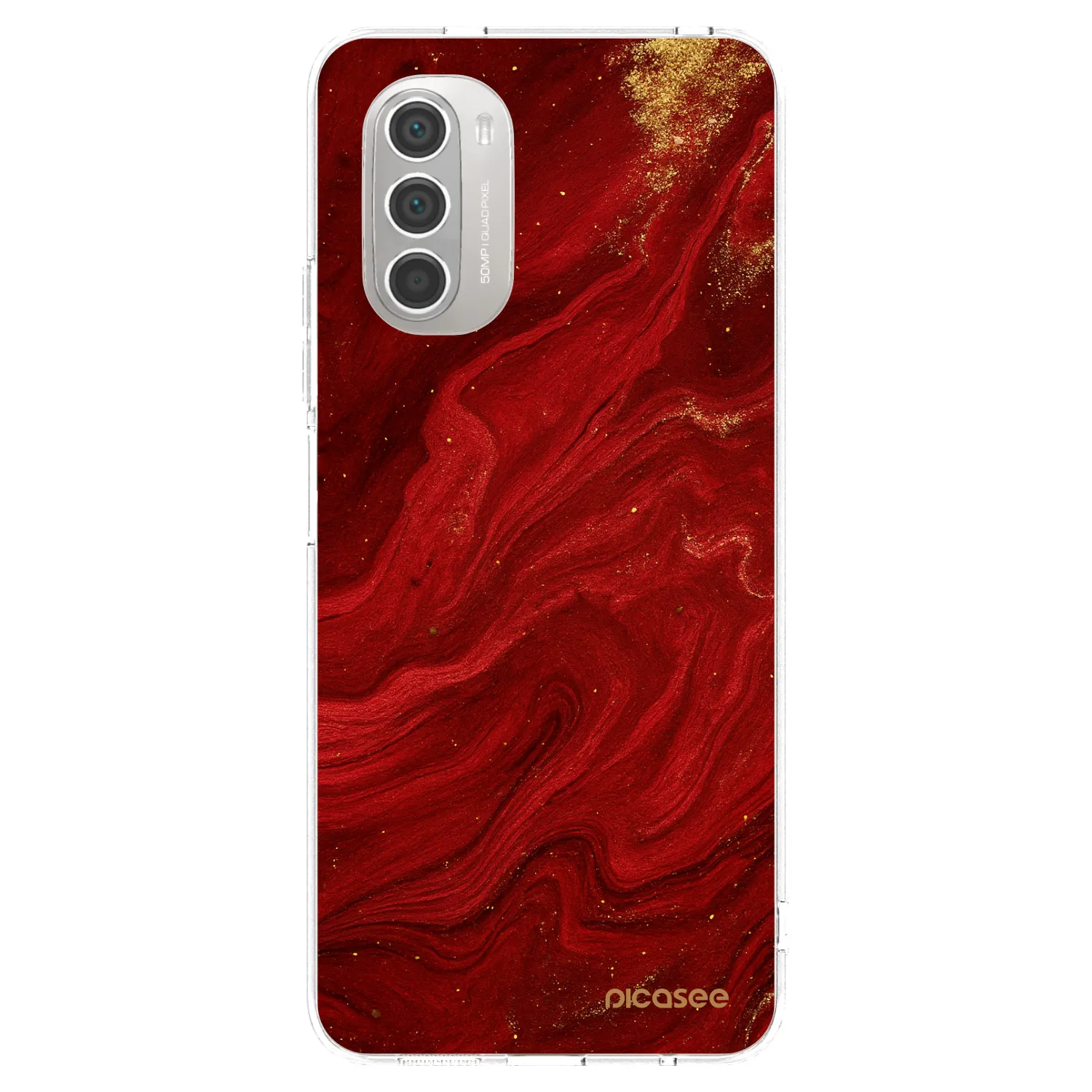 Picasee husă transparentă din silicon pentru Motorola Moto G51 - Red