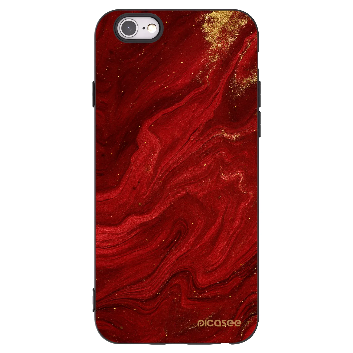 Picasee husă neagră din silicon pentru Apple iPhone 6/6S - Red