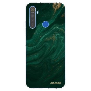 Picasee husă transparentă din silicon pentru Realme 5 - Green