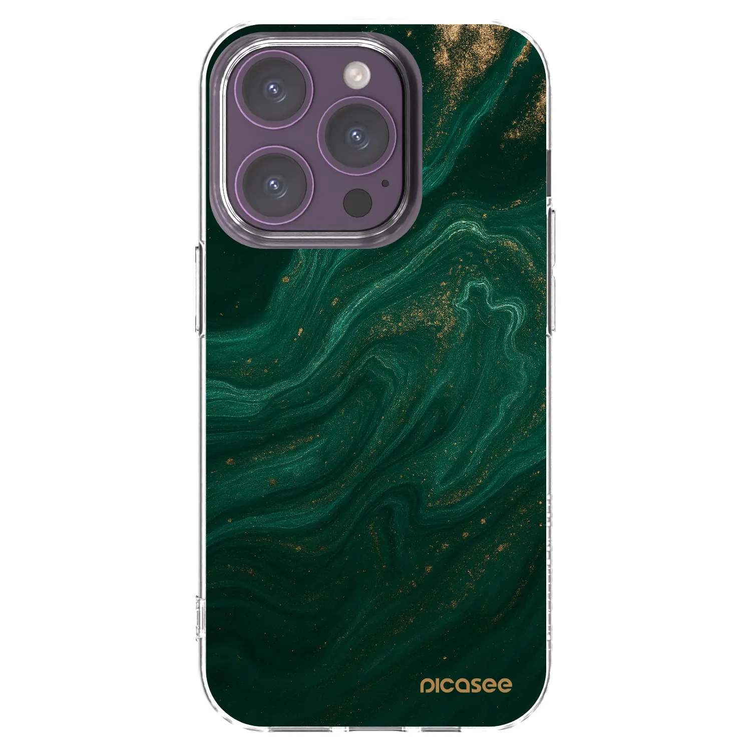 Picasee husă transparentă din silicon pentru Apple iPhone 14 Pro - Green