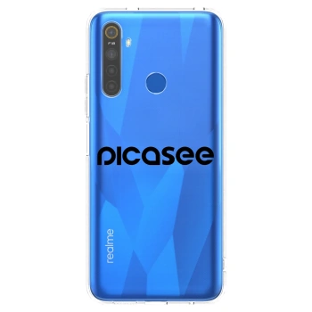 Picasee husă transparentă din silicon pentru Realme 5 - Picasee - new logo - black