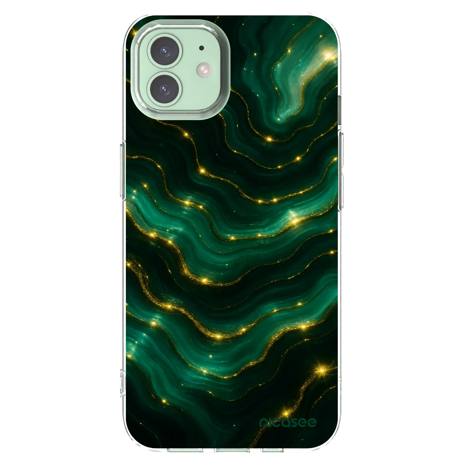 Picasee husă transparentă din silicon pentru Apple iPhone 12 Pro - Emerald