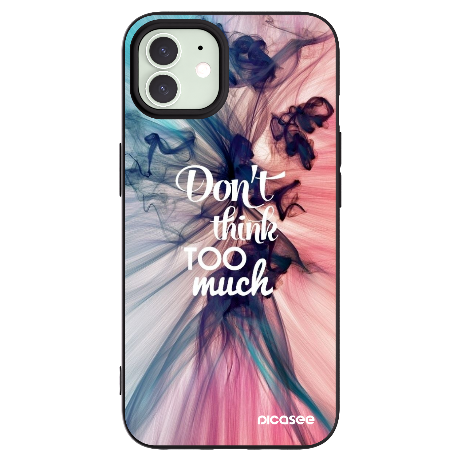 Picasee husă neagră din silicon pentru Apple iPhone 12 - Don't think TOO much