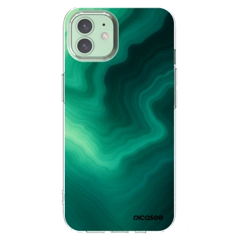 Picasee husă transparentă din silicon pentru Apple iPhone 12 - Malachite