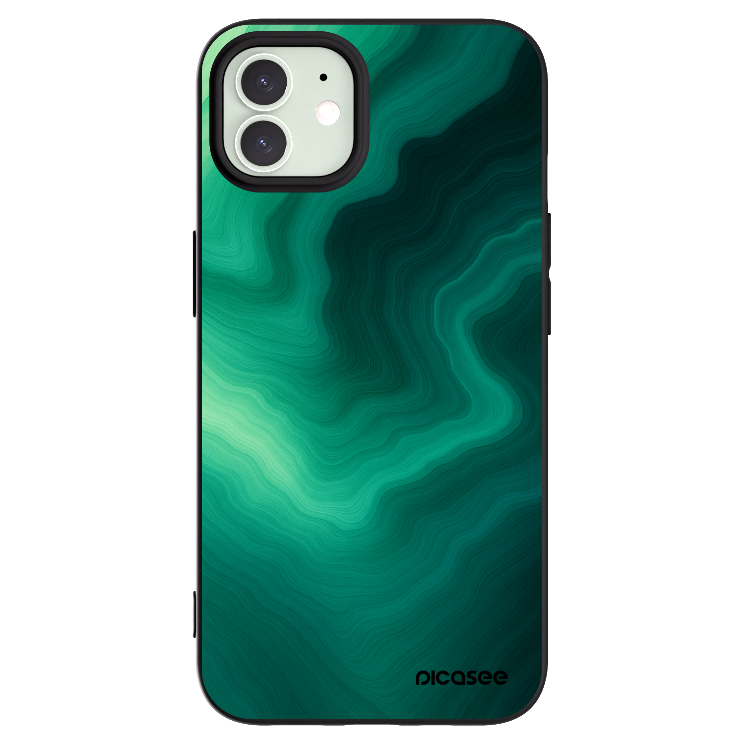 Picasee husă neagră din silicon pentru Apple iPhone 12 - Malachite