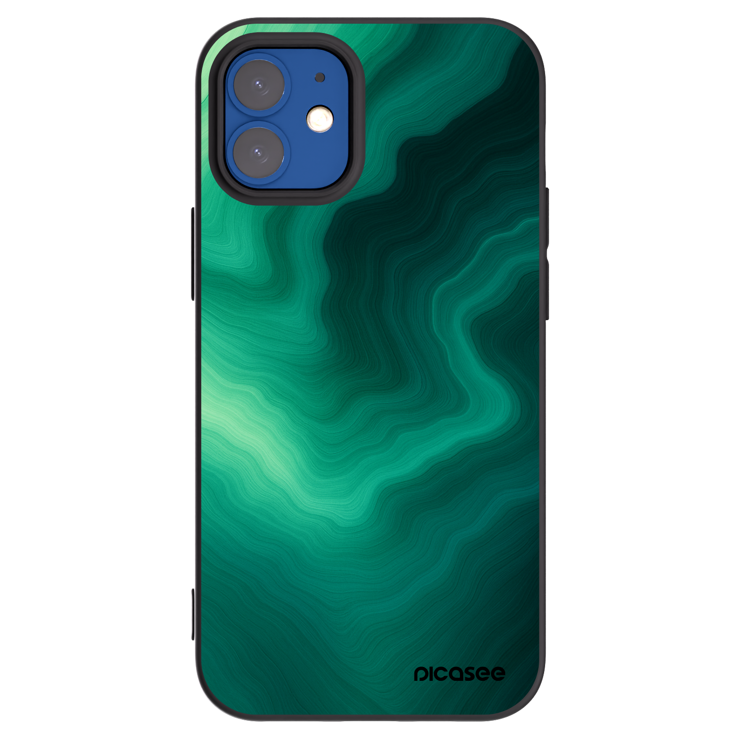 Picasee husă neagră din silicon pentru Apple iPhone 12 mini - Malachite