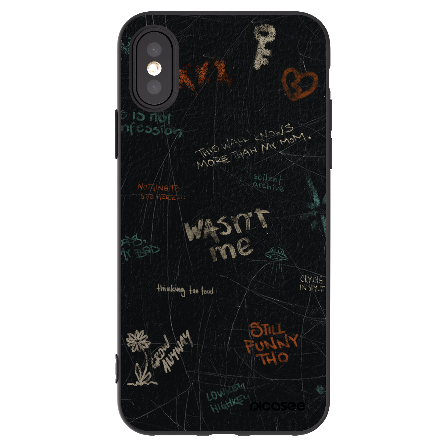 Picasee husă neagră din silicon pentru Apple iPhone X/XS - CONFESSION