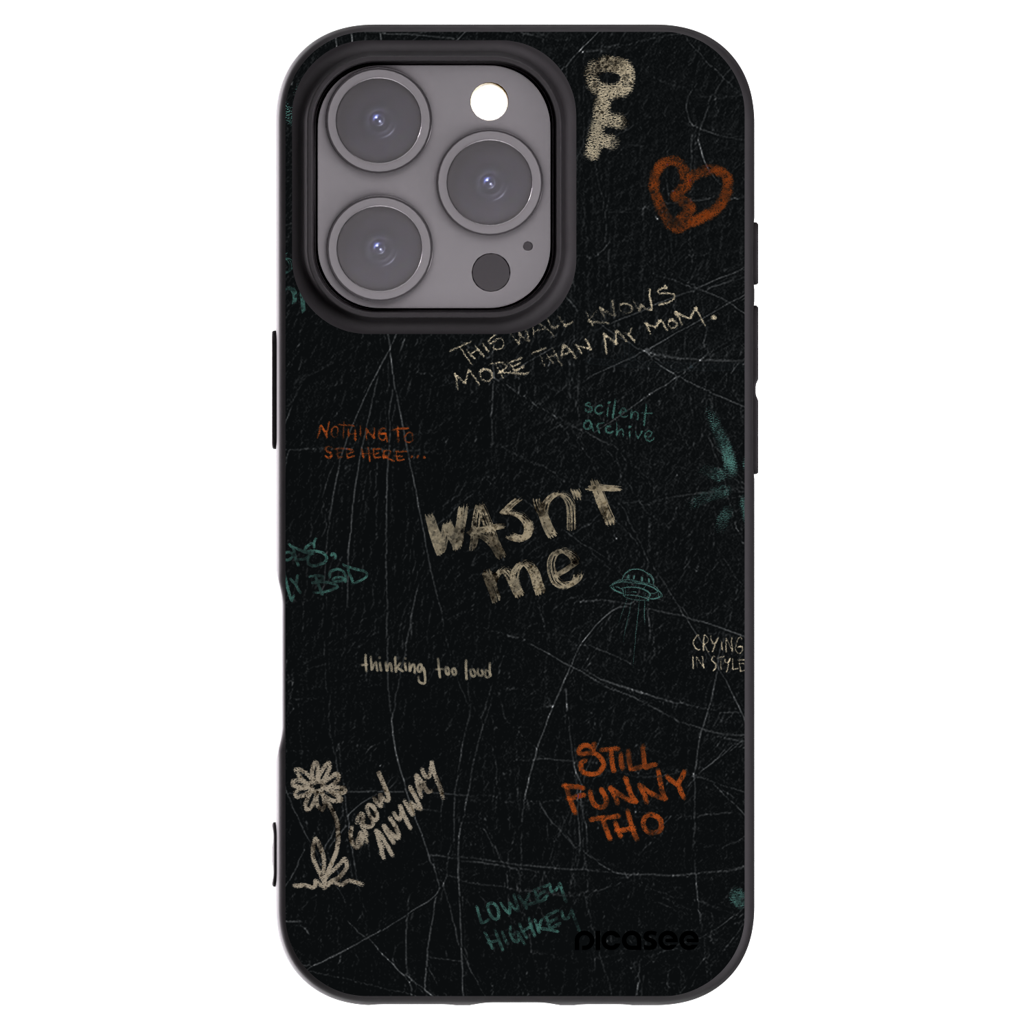 Picasee husă neagră din silicon pentru Apple iPhone 16 Pro - CONFESSION