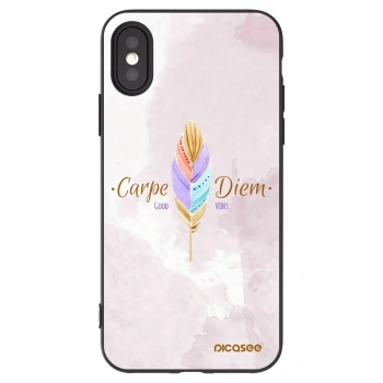 Picasee husă neagră din silicon pentru Apple iPhone X/XS - Carpe Diem