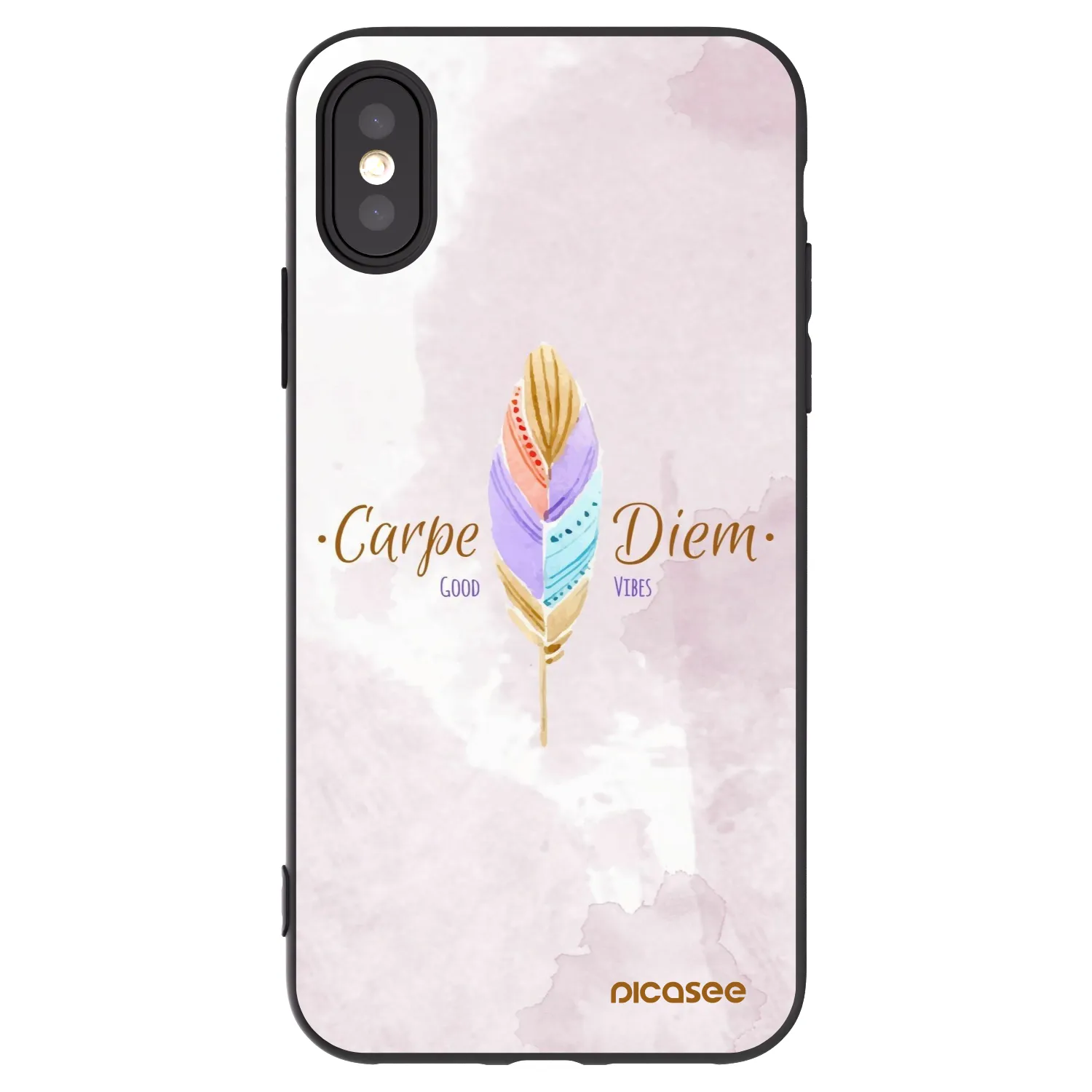 Picasee husă neagră din silicon pentru Apple iPhone X/XS - Carpe Diem
