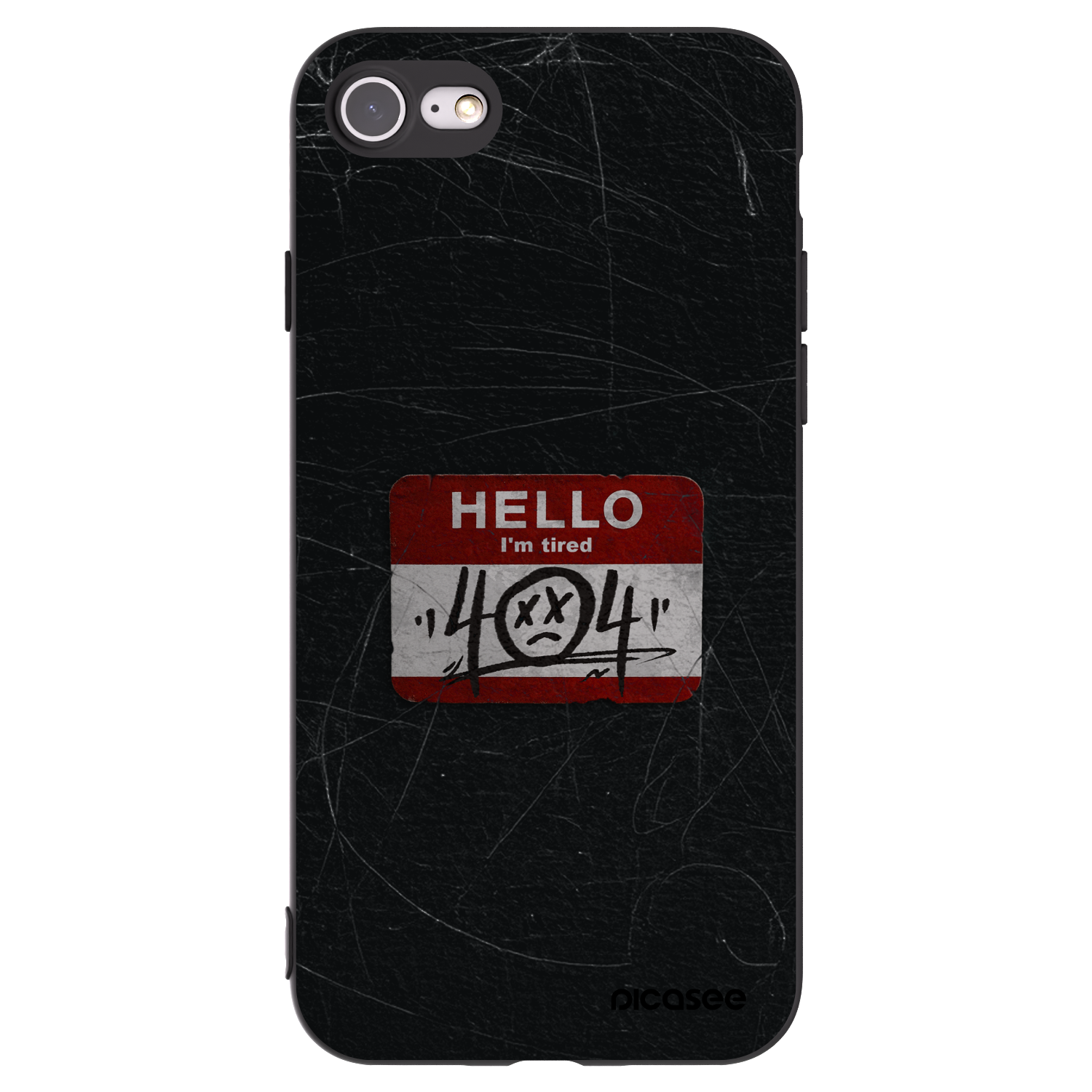 Picasee husă neagră din silicon pentru Apple iPhone 8 - HELLO 404