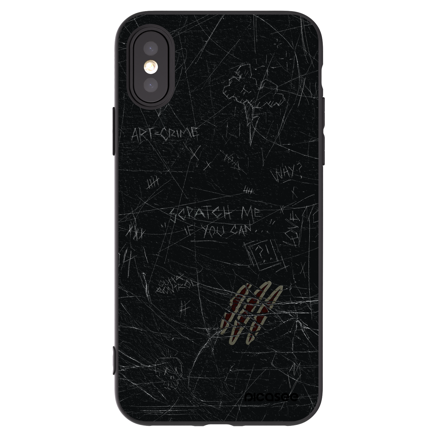 Picasee husă neagră din silicon pentru Apple iPhone X/XS - SCRATCH