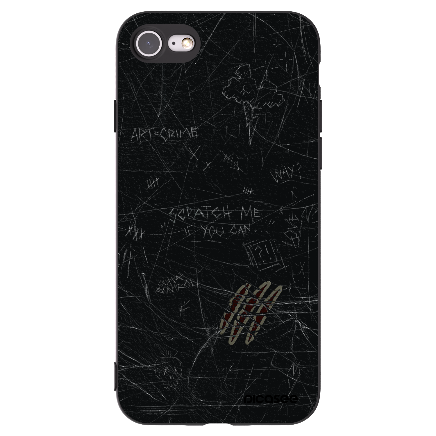 Picasee husă neagră din silicon pentru Apple iPhone 8 - SCRATCH