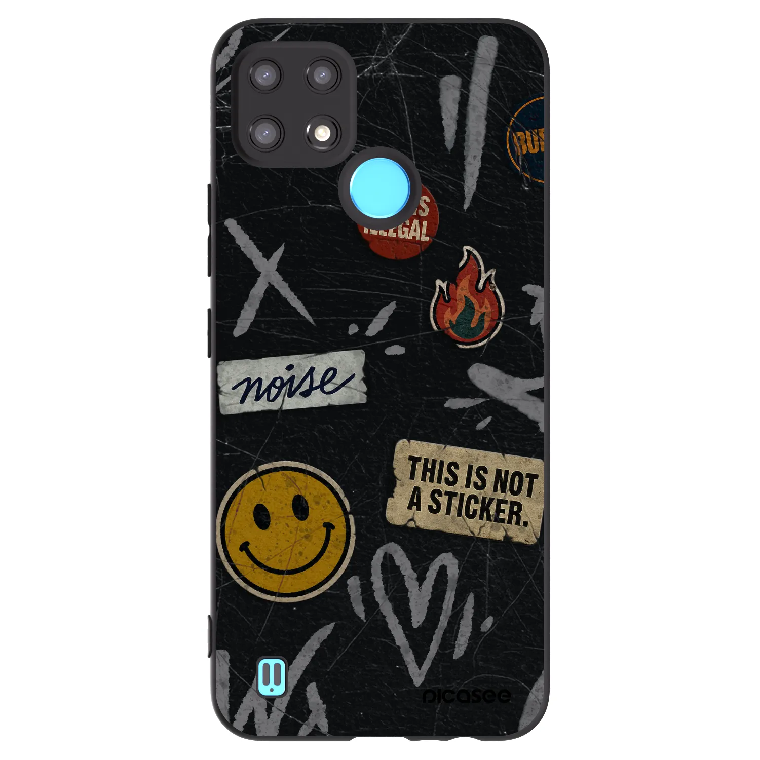 Picasee husă neagră din silicon pentru Realme C21 - STICKERS x TAGS