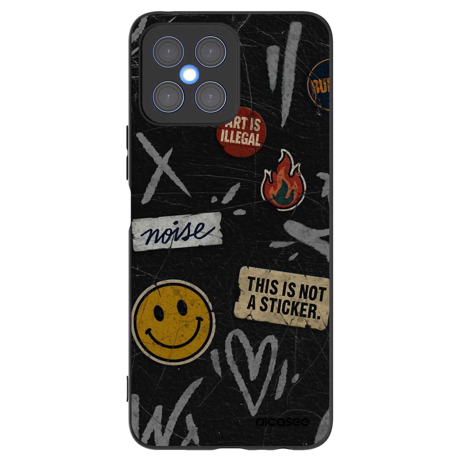 Picasee husă neagră din silicon pentru Honor X8 4G - STICKERS x TAGS